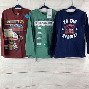 Boys Kids Tshirts Set of 3 Carter’s Short Sleeve Tops 5T XS S Dinosaurs Cars